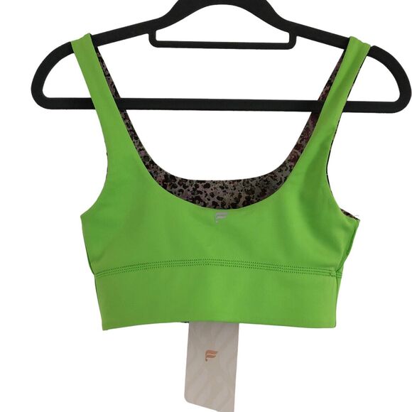 Fabletics Reversible Sports Bra XXS 0-2 Harlyn Earthen Brown Lime Green Citrus - Picture 11 of 16